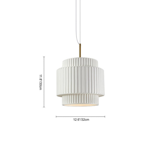 Pendantlightie-Nordic Cream Style 1-Light Drum Layer Pendant Light-Pendants-Green-