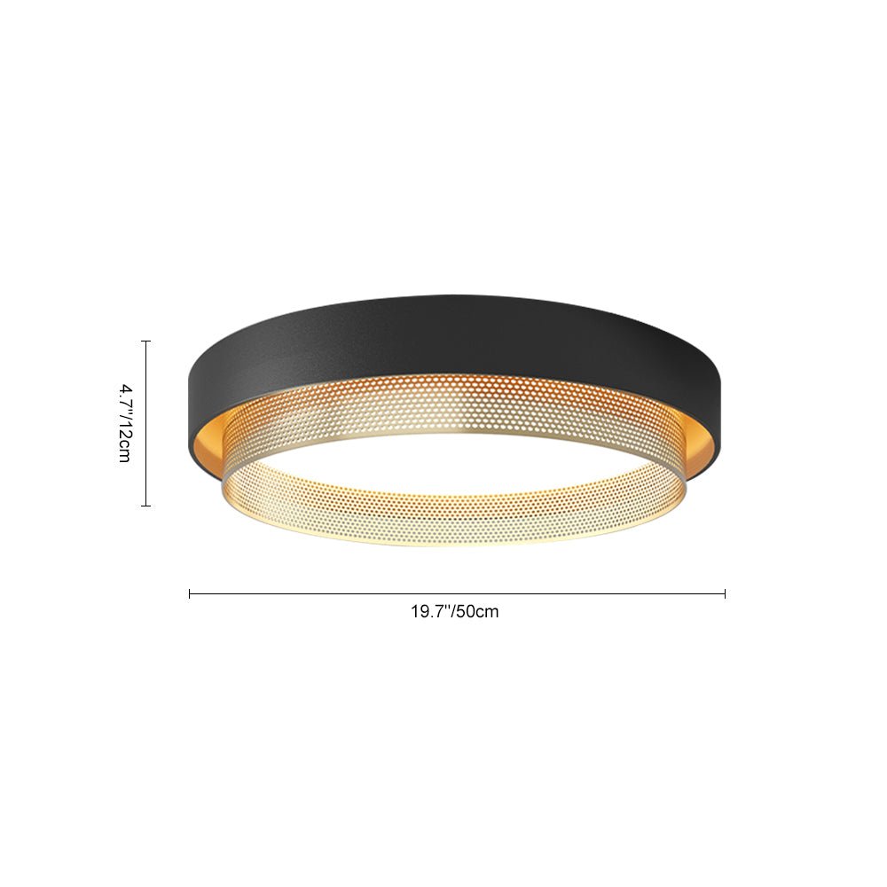 Pendantlightie-Nordic Minimalist Hollow Design Round Led Ceiling Light-Flush Mount-Black-Warm White Light