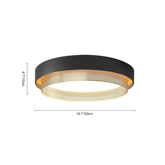 Pendantlightie-Nordic Minimalist Hollow Design Round Led Ceiling Light-Flush Mount-Black-Warm White Light