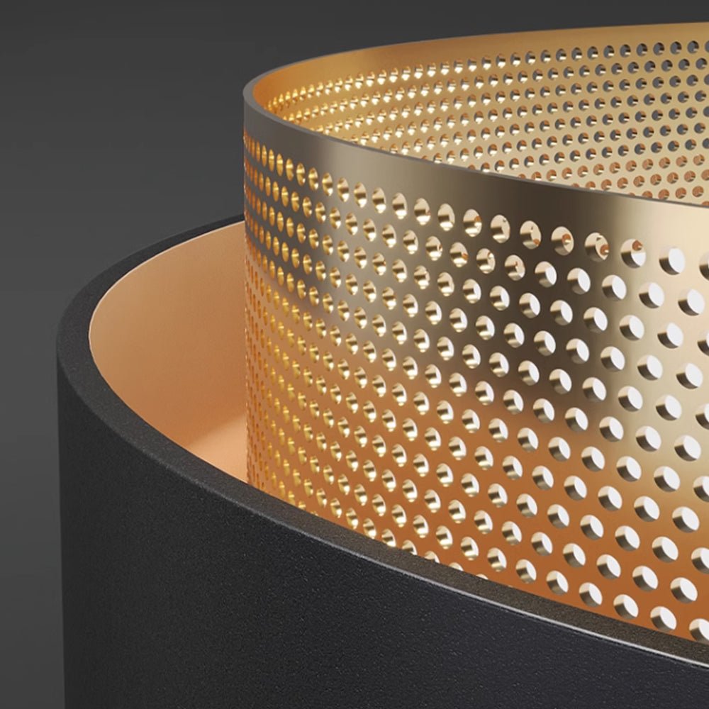 Pendantlightie-Nordic Minimalist Hollow Design Round Led Ceiling Light-Flush Mount-Black-Warm White Light