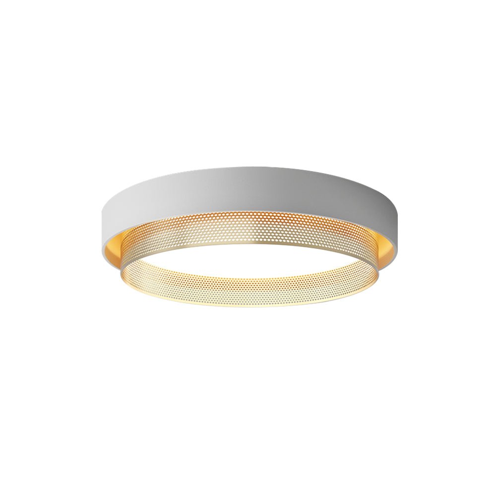 Pendantlightie-Nordic Minimalist Hollow Design Round Led Ceiling Light-Flush Mount-Black-Warm White Light