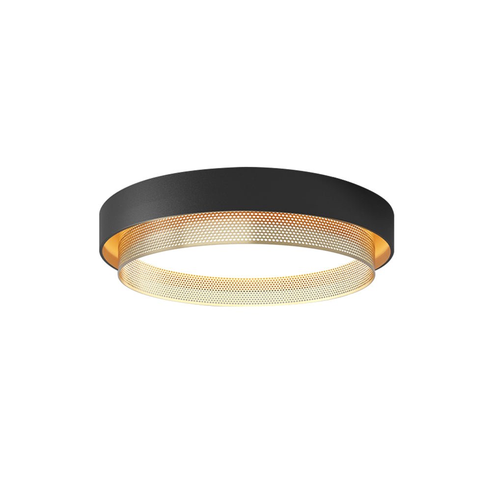 Pendantlightie-Nordic Minimalist Hollow Design Round Led Ceiling Light-Flush Mount-Black-Warm White Light