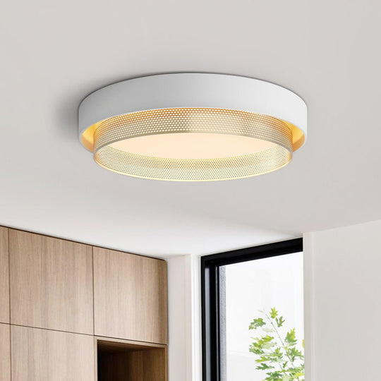 Pendantlightie-Nordic Minimalist Hollow Design Round Led Ceiling Light-Flush Mount-White-Warm White Light