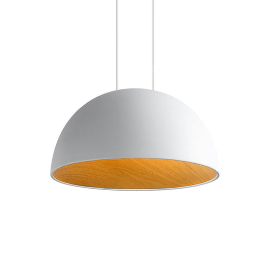 Pendantlightie-Nordic Wood Grain Dimmable Led Dome Pendant Light-Pendants-White-