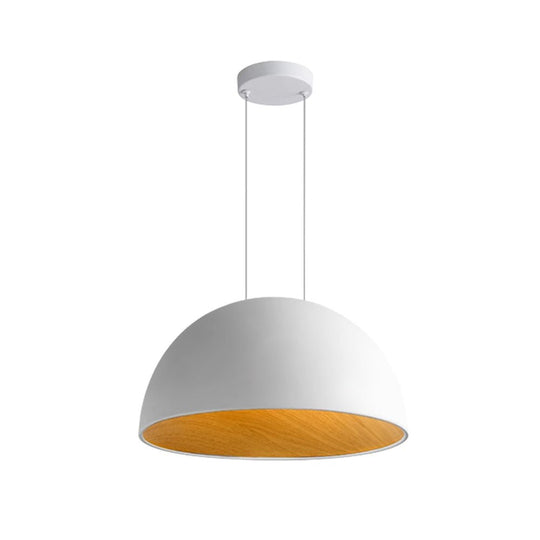 Pendantlightie-Nordic Wood Grain Dimmable Led Dome Pendant Light-Pendants-White-