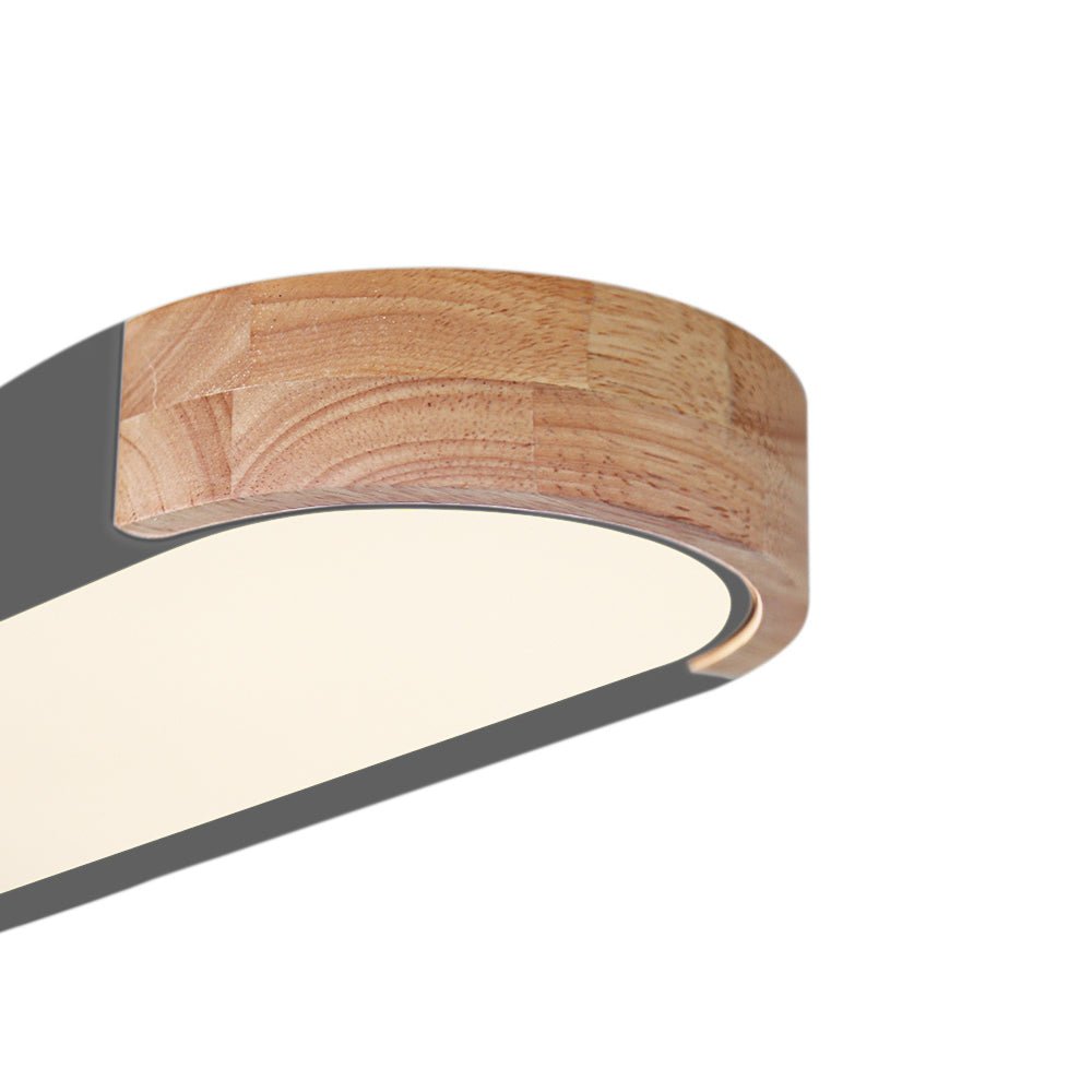 Pendantlightie-Oval Led Flush Mount With Wood Accent-Flush Mount-Black-