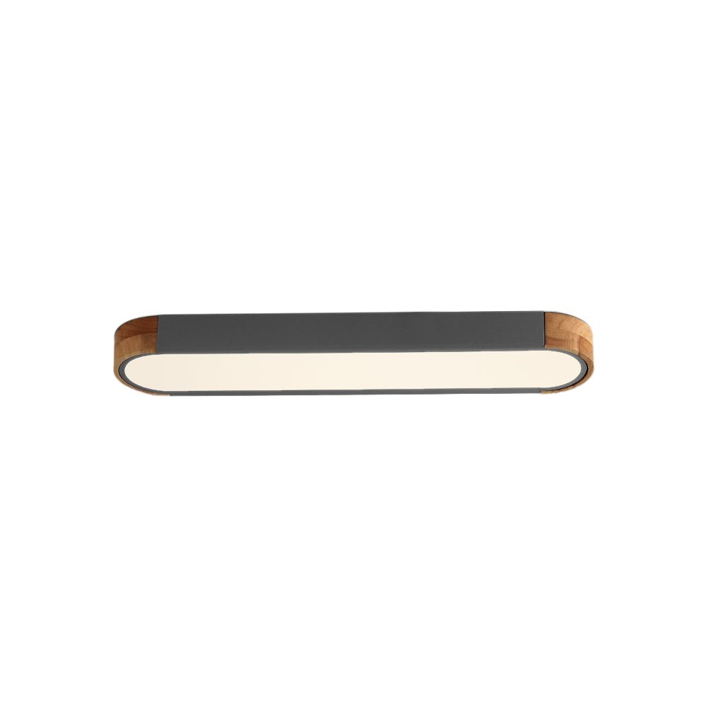 Pendantlightie-Oval Led Flush Mount With Wood Accent-Flush Mount-White-