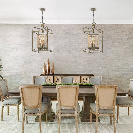 Pendantlightie-Retro 4-Light Rustic Lantern Chandelier-Chandeliers--