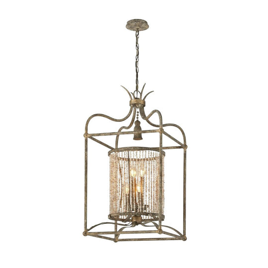Pendantlightie-Retro 4-Light Rustic Lantern Chandelier-Chandeliers--