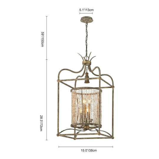 Pendantlightie-Retro 4-Light Rustic Lantern Chandelier-Chandeliers--