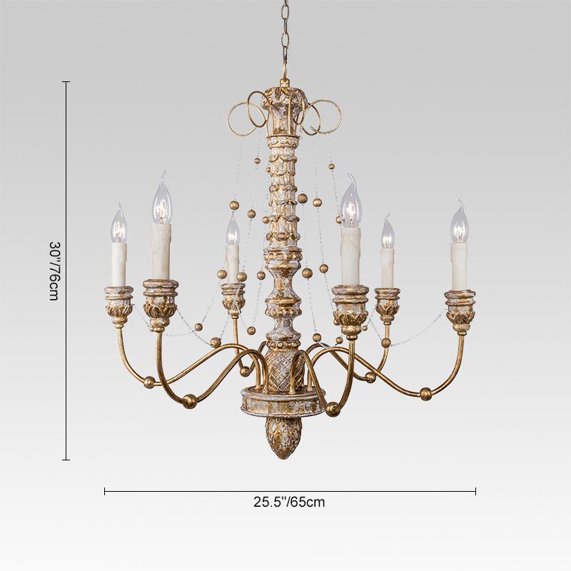 Pendantlightie-Retro Distressed Carving Shabby Chandelier-Chandeliers--