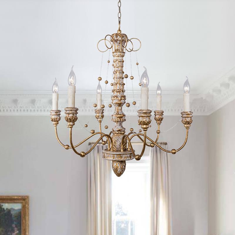 Pendantlightie-Retro Distressed Carving Shabby Chandelier-Chandeliers--