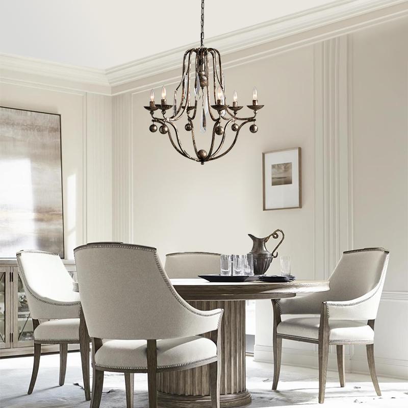 Pendantlightie-Retro Glass Crystal Metal Chandelier-Chandeliers--