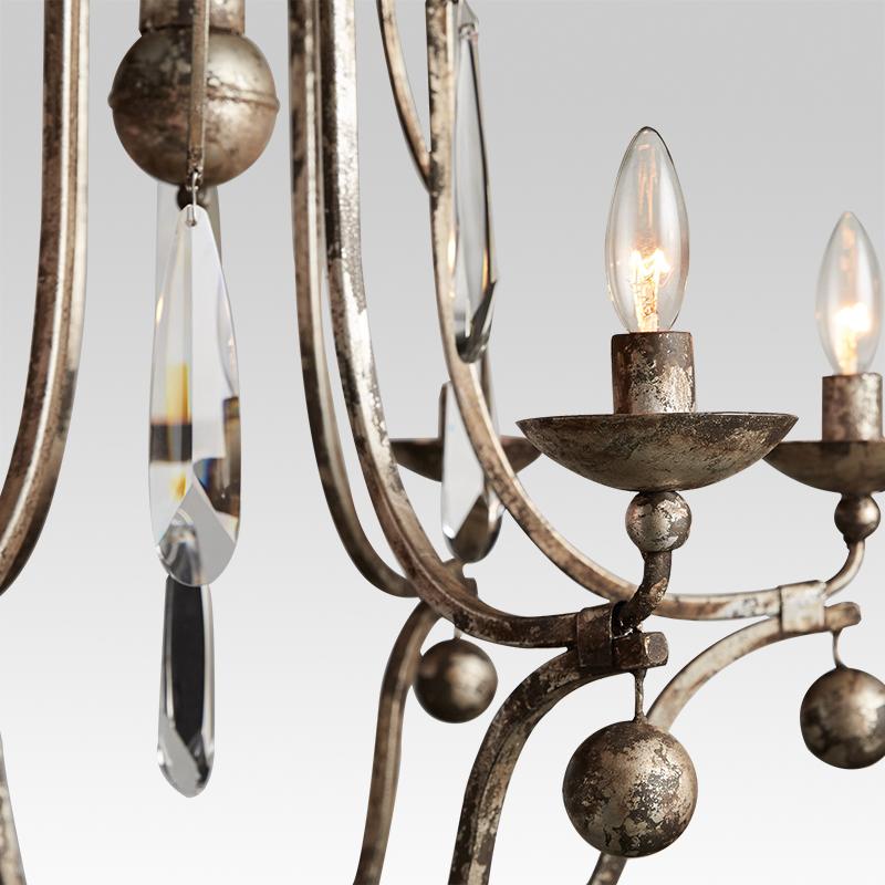 Pendantlightie-Retro Glass Crystal Metal Chandelier-Chandeliers--
