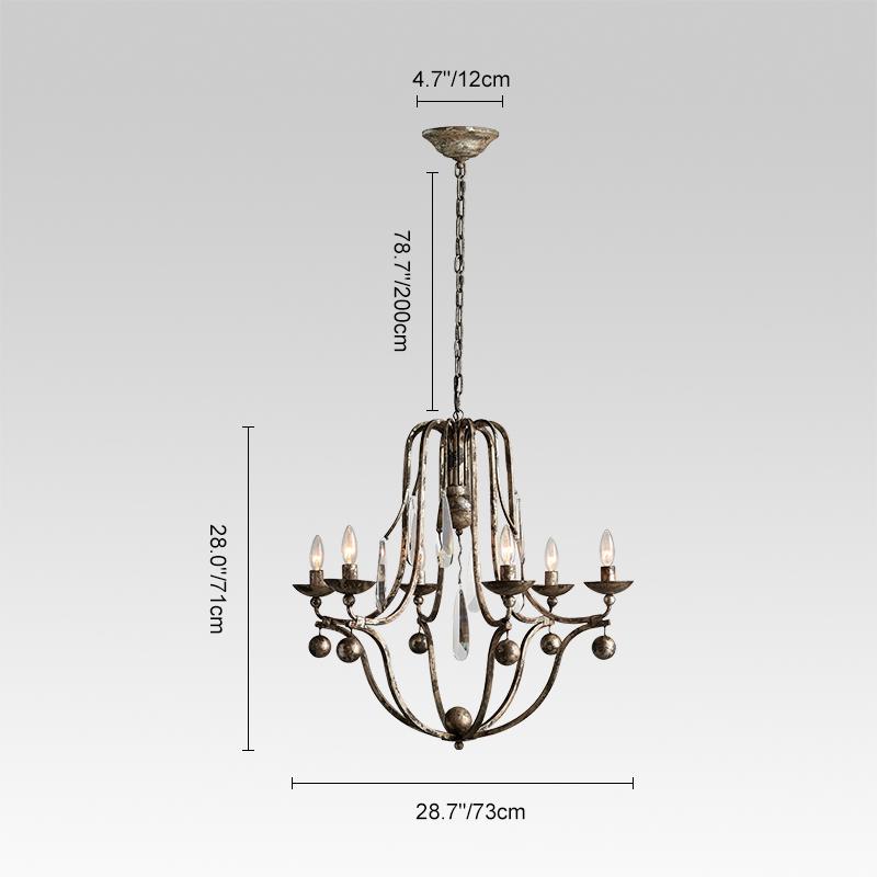 Pendantlightie-Retro Glass Crystal Metal Chandelier-Chandeliers--
