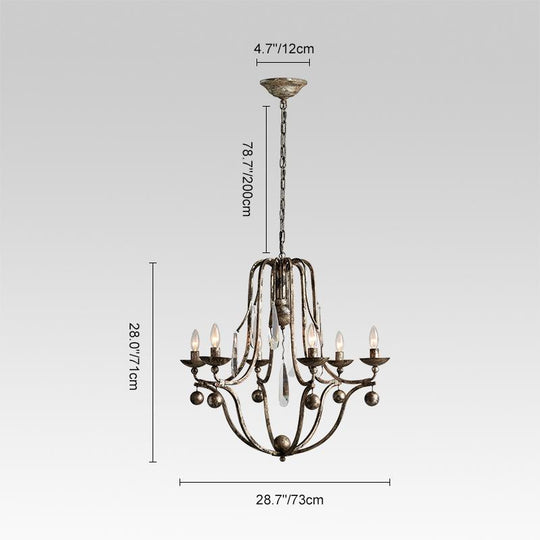 Pendantlightie-Retro Glass Crystal Metal Chandelier-Chandeliers--