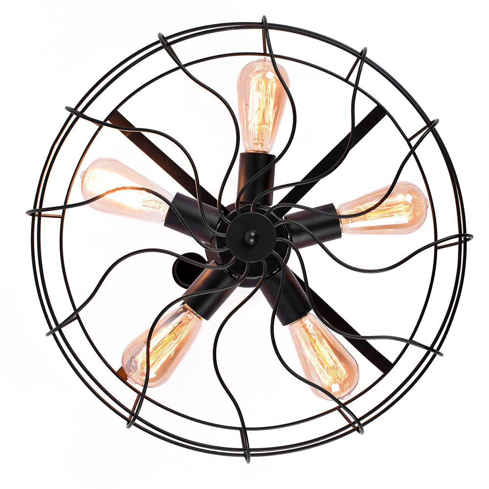Pendantlightie-Rustic 5-Light Cage Geometric Semi Flush Mount-Semi Flush Mount-Rusty-