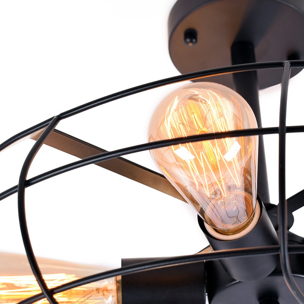 Pendantlightie-Rustic 5-Light Cage Geometric Semi Flush Mount-Semi Flush Mount-Rusty-