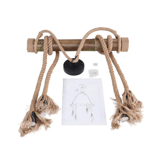 PendantLightie-Rustic Farmhouse Rope Pendant Light-Chandeliers-6Lt-