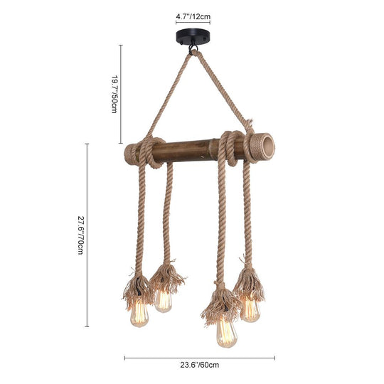 PendantLightie-Rustic Farmhouse Rope Pendant Light-Chandeliers-6Lt-