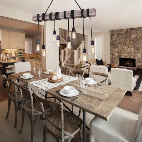 Pendantlightie-Rustic Wooden Farmhouse Light Fixtures-Chandeliers--