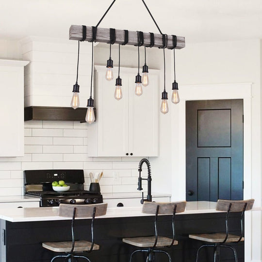 Pendantlightie-Rustic Wooden Farmhouse Light Fixtures-Chandeliers--
