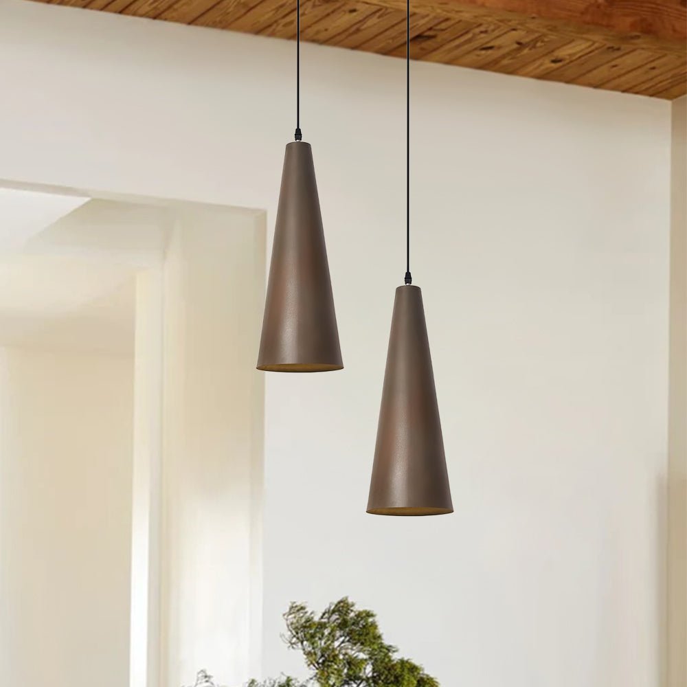 Pendantlightie-Rusty 1-Light Cone Shaped Cylinder Pendant Light-Pendants-Brown-