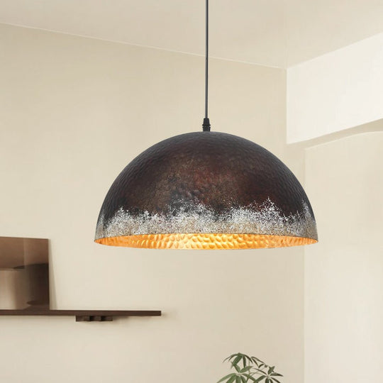 Pendantlightie-Rusty 1-Light Metal Hammered Dome Pendant Light-Pendants-A-