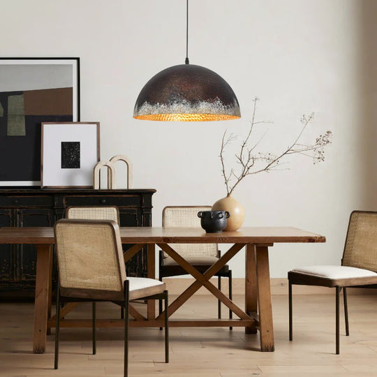 Pendantlightie-Rusty 1-Light Metal Hammered Dome Pendant Light-Pendants-B-