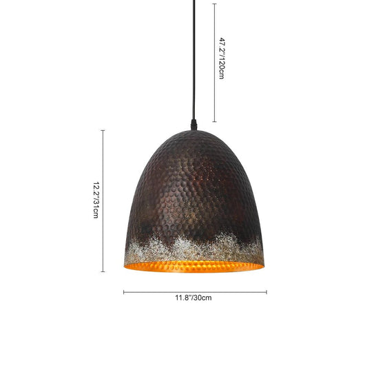 Pendantlightie-Rusty 1-Light Metal Hammered Dome Pendant Light-Pendants-B-