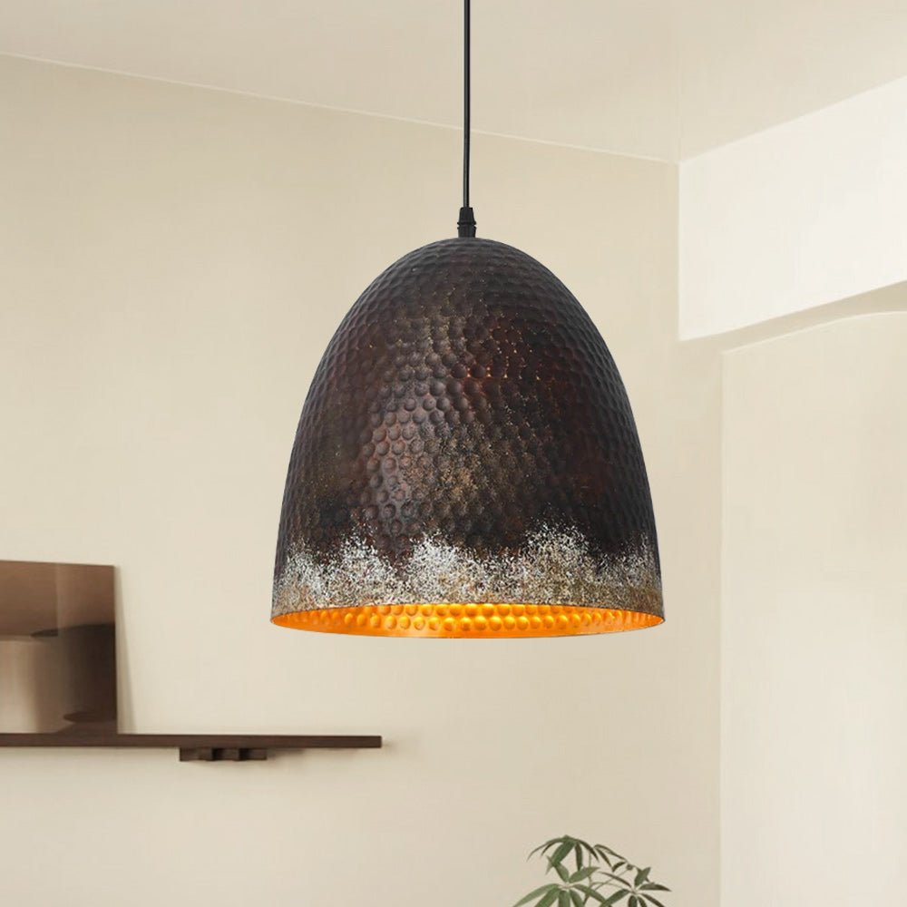 Pendantlightie-Rusty 1-Light Metal Hammered Dome Pendant Light-Pendants-B-