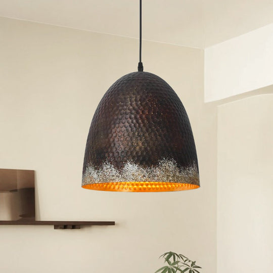 Pendantlightie-Rusty 1-Light Metal Hammered Dome Pendant Light-Pendants-B-