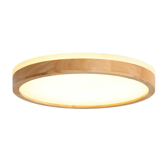 Pendantlightie-Scandinavia Dimmable Led Flush Mount Ceiling Light With Wood Accent-Flush Mount-11.8 in (30 cm)-