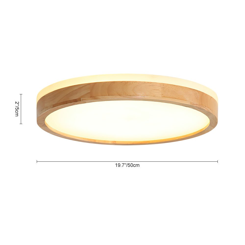 Pendantlightie-Scandinavia Dimmable Led Flush Mount Ceiling Light With Wood Accent-Flush Mount-11.8 in (30 cm)-