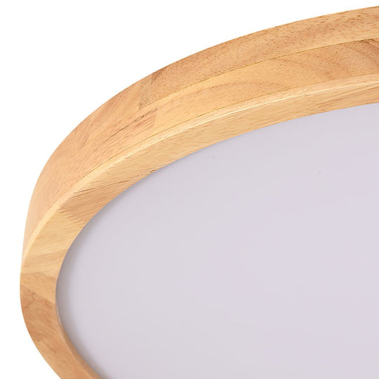Pendantlightie-Scandinavia Dimmable Led Flush Mount Ceiling Light With Wood Accent-Flush Mount-11.8 in (30 cm)-