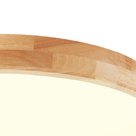 Pendantlightie-Scandinavia Dimmable Led Flush Mount Ceiling Light With Wood Accent-Flush Mount-11.8 in (30 cm)-
