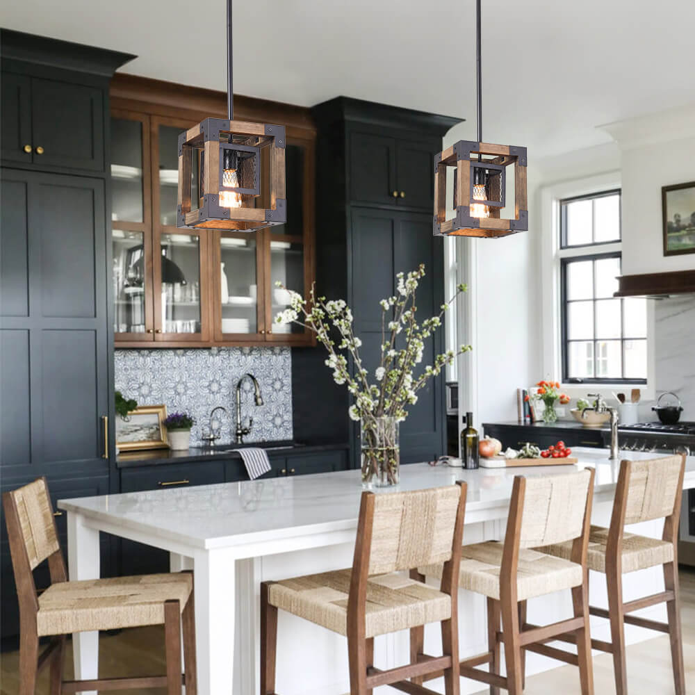Pendantlightie-Single Square Farmhouse Pendant Light-Pendants--