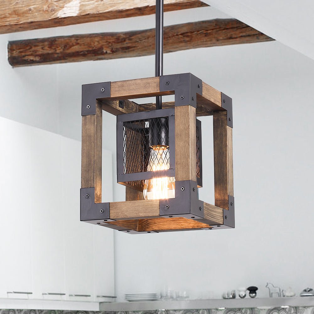 Pendantlightie-Single Square Farmhouse Pendant Light-Pendants--