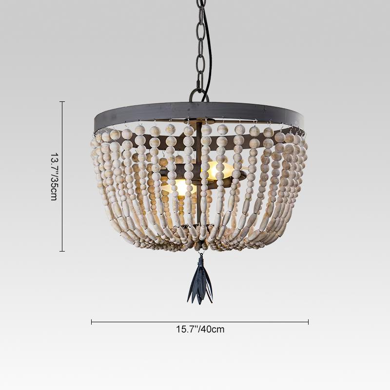 Pendantlightie-Two-Light Wood Bead Chandelier-Chandeliers--