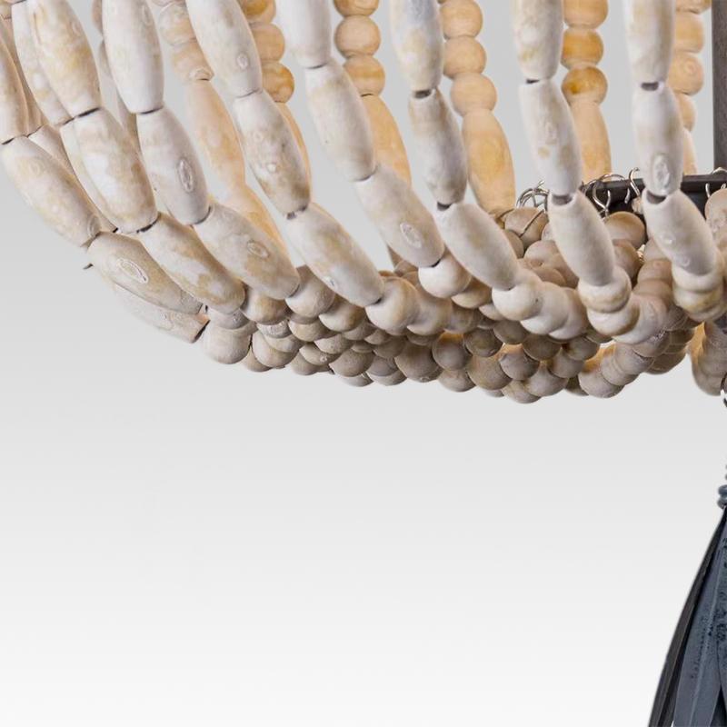 Pendantlightie-Two-Light Wood Bead Chandelier-Chandeliers--
