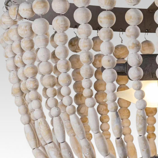 Pendantlightie-Two-Light Wood Bead Chandelier-Chandeliers--