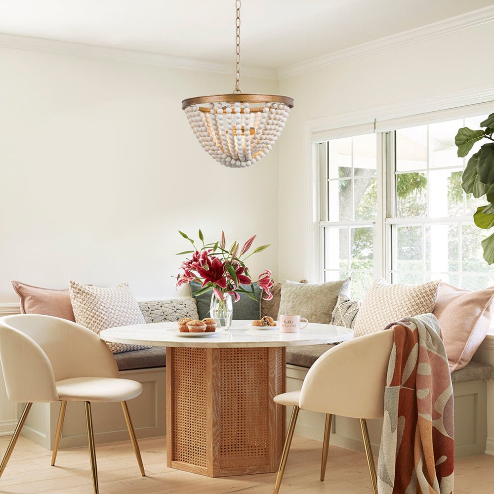 Pendantlightie-Vintage Bohemian 3-Light Wood Beaded Chandelier-Chandeliers--