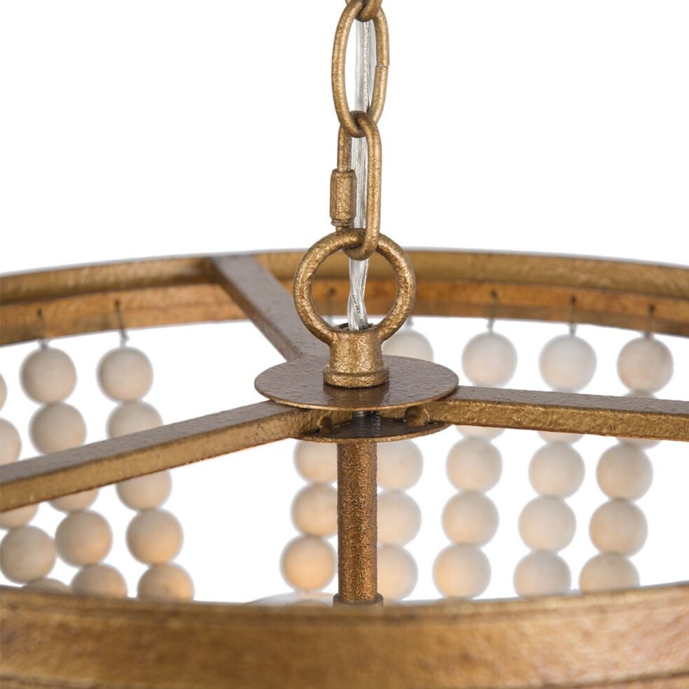 Pendantlightie-Vintage Bohemian 3-Light Wood Beaded Chandelier-Chandeliers--