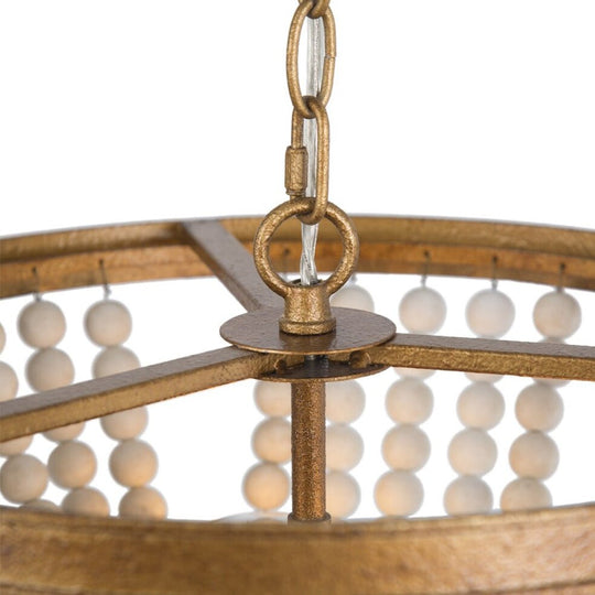 Pendantlightie-Vintage Bohemian 3-Light Wood Beaded Chandelier-Chandeliers--