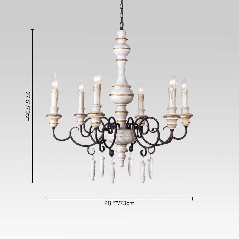 Pendantlightie-Vintage Chic Distressed White Candle Chandelier-Chandeliers--
