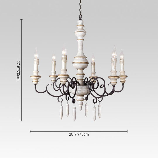 Pendantlightie-Vintage Chic Distressed White Candle Chandelier-Chandeliers--
