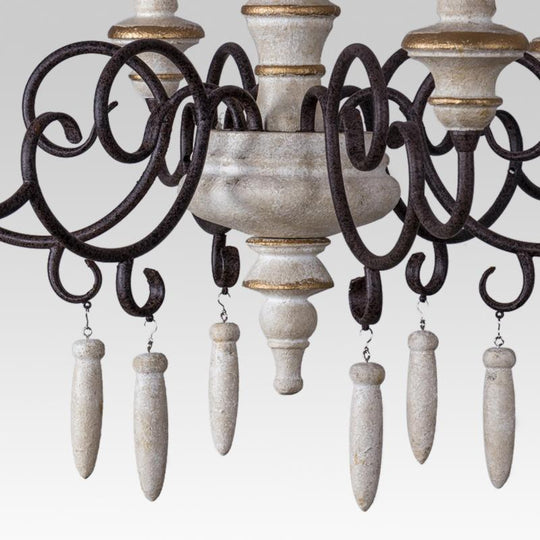 Pendantlightie-Vintage Chic Distressed White Candle Chandelier-Chandeliers--