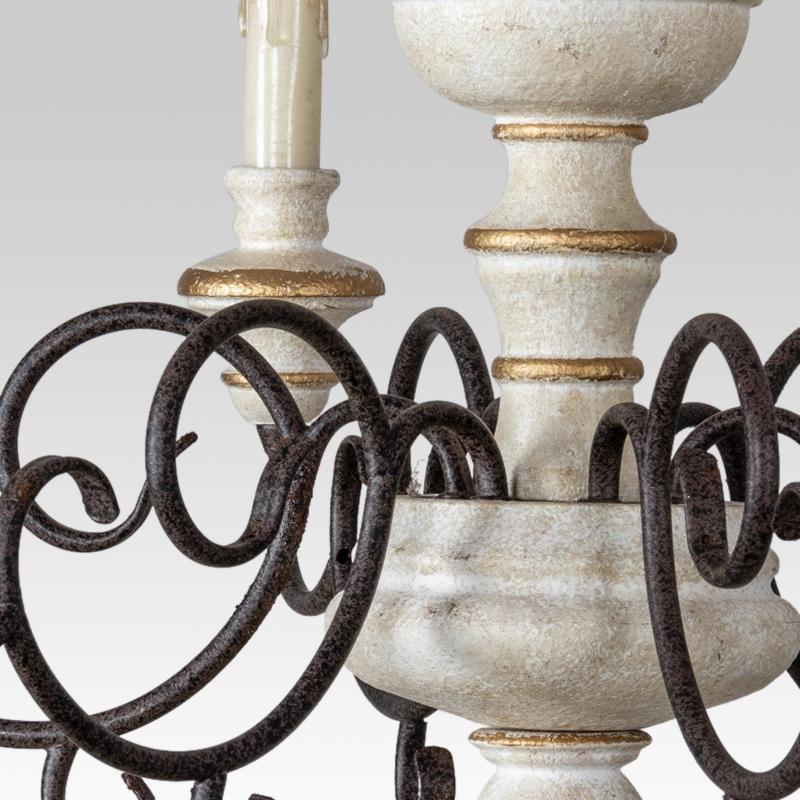 Pendantlightie-Vintage Chic Distressed White Candle Chandelier-Chandeliers--