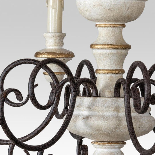 Pendantlightie-Vintage Chic Distressed White Candle Chandelier-Chandeliers--