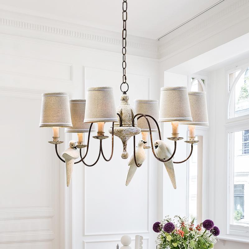 Pendantlightie-Vintage Farmhouse 6-Light Bird Chandelier-Chandeliers--